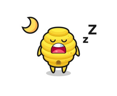 Arı kovanı karakter çizimi geceleri uyuyor, şirin tasarım.