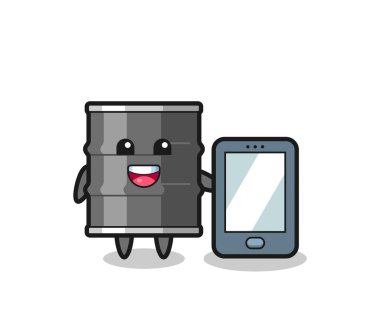 Yağ varili çizim karikatürü akıllı bir telefon, şirin bir tasarım