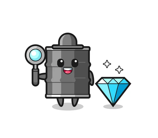 Illustration Personnage Tambour Huile Avec Diamant Design Mignon — Image vectorielle