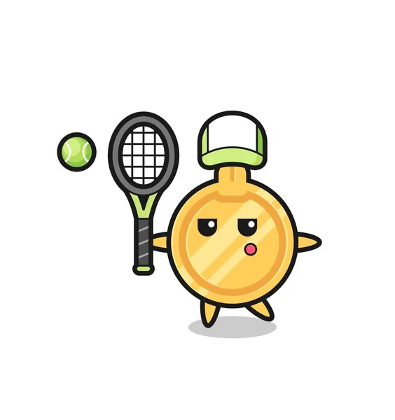 Cartoon Character Key Tennis Player Cute Design — Stock Vector