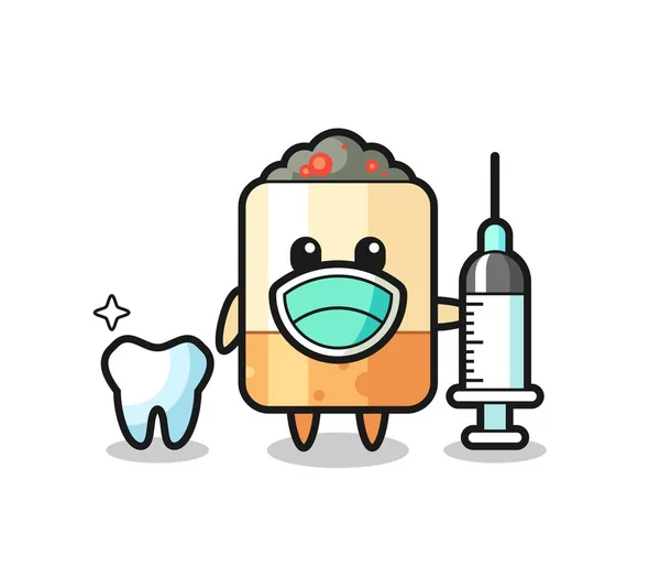 Mascote Personagem Cigarro Como Dentista Design Bonito —  Vetores de Stock