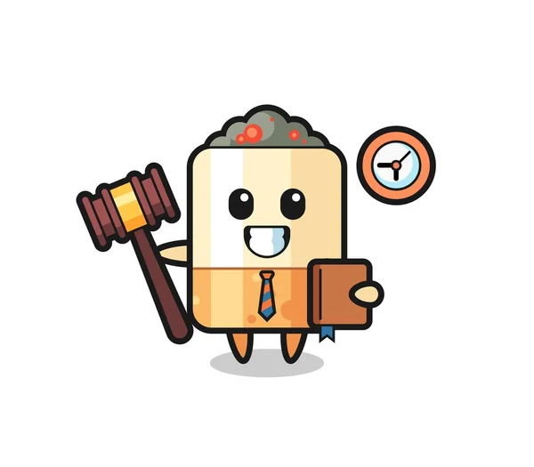 Mascote Desenhos Animados Cigarro Como Juiz Design Bonito — Vetor de Stock