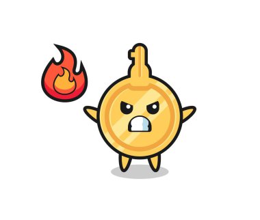 Sinirli jest ve şirin tasarımı olan ana karakter karikatürü