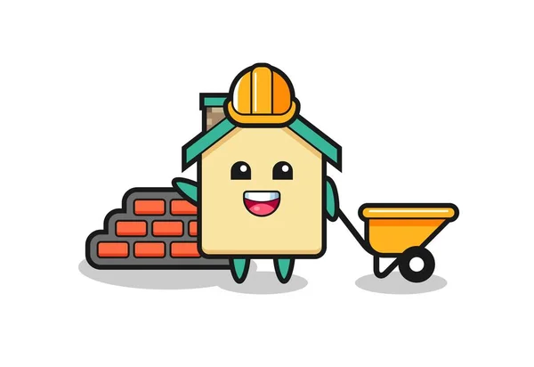 Personajul Desene Animate Casei Constructor Design Drăguț — Vector de stoc