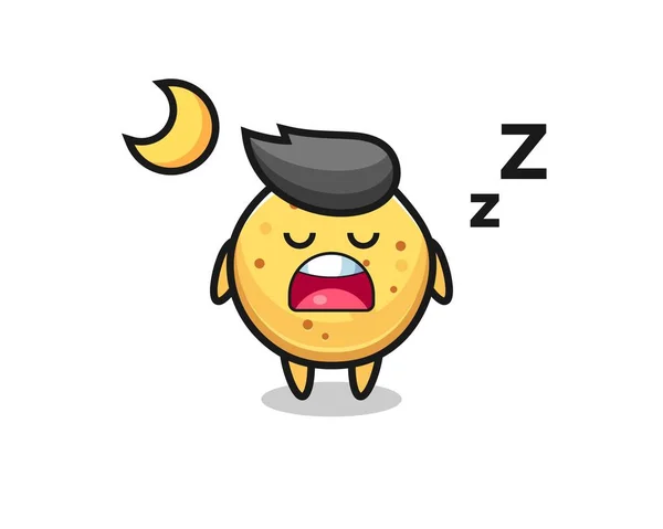 Potato Chip Character Illustration Sleeping Night Cute Design — Stock Vector