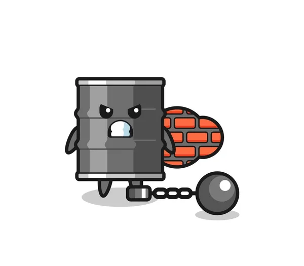 Mascotte Caractère Tambour Huile Comme Prisonnier Design Mignon — Image vectorielle