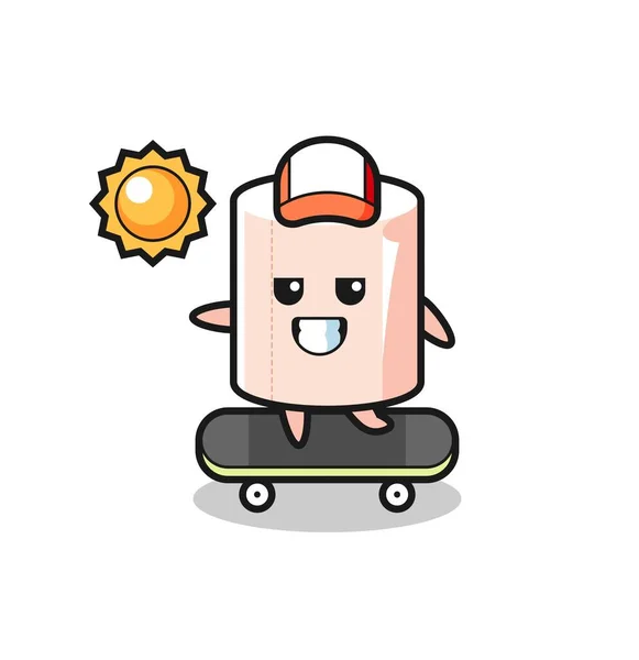 Rolo Tecido Personagem Ilustração Passeio Skate Design Bonito — Vetor de Stock