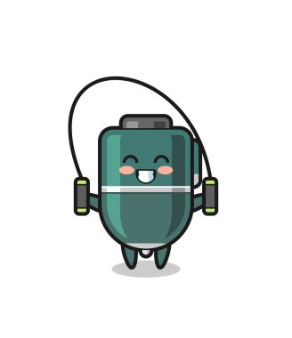 Atlama halatı ve şirin tasarımı olan tükenmez kalem karakteri çizgi filmi