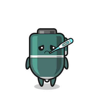 Ateşli tükenmez kalem maskotu karakteri, şirin bir tasarım.