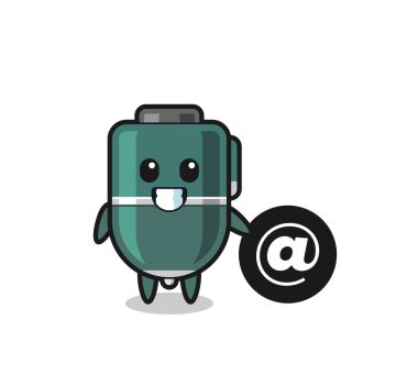 Sembolün yanında duran tükenmez kalemin çizgi film çizimi, şirin tasarım