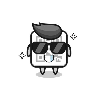 QR kodunun karikatür maskotu, hoş bir jest, şirin bir tasarım