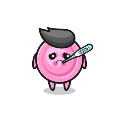 Giysi düğmesi maskotu karakteri humma durumu, şirin tasarım