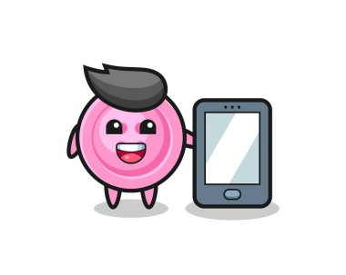 Giyim düğmesi çizim karikatürü akıllı telefon, şirin tasarım