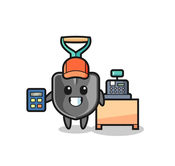 Illustration Shovel Character Cashier Cute Design — Stock Vector