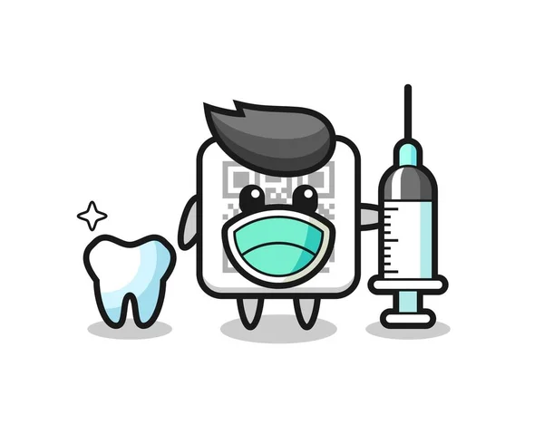 Caráter Mascote Código Como Dentista Design Bonito —  Vetores de Stock