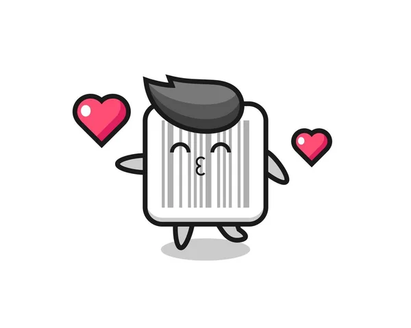 Barcode Character Cartoon Kissing Gesture Cute Design — Stock Vector
