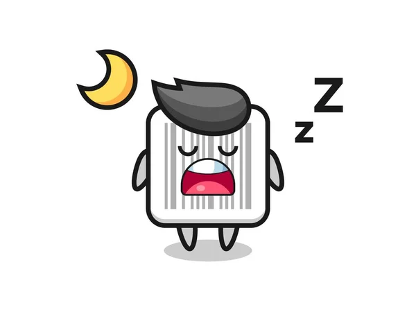 Barcode Character Illustration Sleeping Night Cute Design — Stock Vector