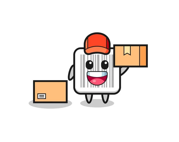 Mascotte Illustration Code Barres Comme Messager Design Mignon — Image vectorielle