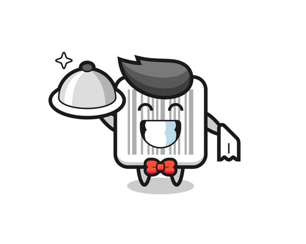 Character Mascot Barcode Waiters Cute Design — Stock Vector