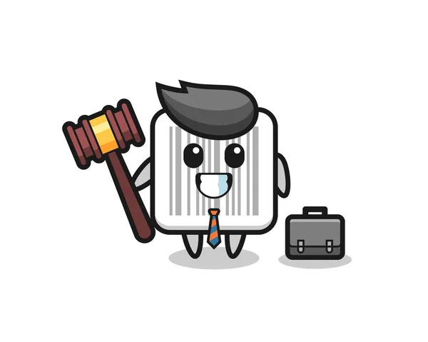 Illustratie Van Barcode Mascotte Als Advocaat Schattig Ontwerp — Stockvector