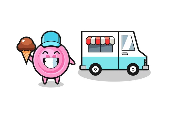 Mascot Cartoon Clothing Button Ice Cream Truck Cute Design — Stock Vector