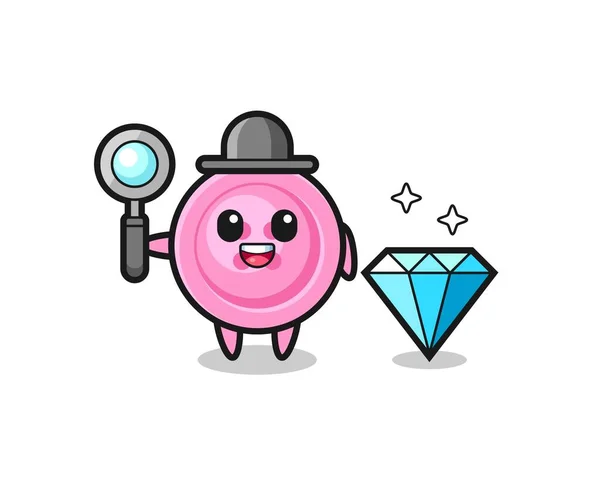 Ilustração Personagem Botão Roupa Com Diamante Design Bonito — Vetor de Stock