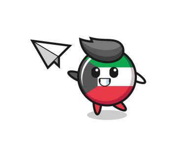 Kuveyt bayrak rozeti çizgi film karakteri kağıt uçak fırlatma, şirin tasarım