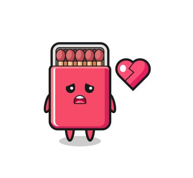 Kibrit kutusu karikatür çizimi kırık kalp, şirin tasarım