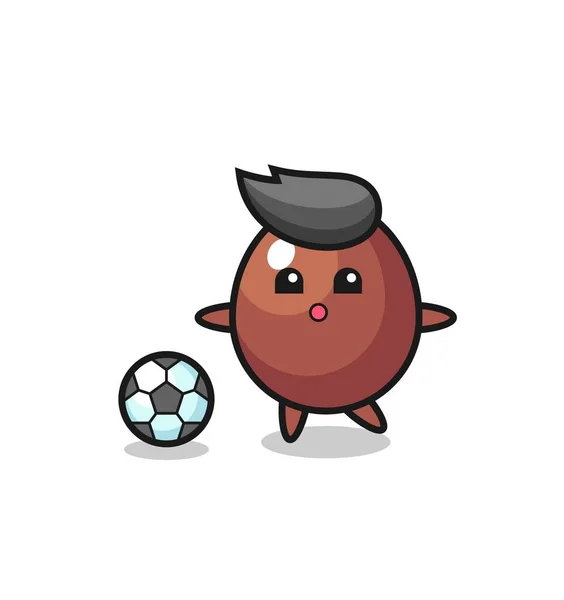 Ilustração Desenhos Animados Ovo Chocolate Está Jogando Futebol Design Bonito — Vetor de Stock