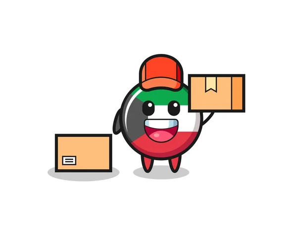 Mascot Illustration Kuwait Flag Badge Courier Pretty Design — стоковий вектор