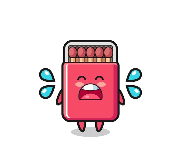 Matches Box Cartoon Illustration Crying Gesture Cute Design — Stock Vector