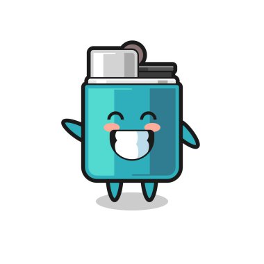 Daha hafif çizgi film karakteri el hareketi yapıyor, şirin tasarım.