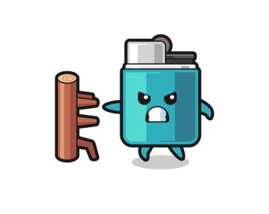 Karate dövüşçüsü olarak daha hafif karikatür çizimi, şirin tasarım.