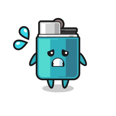 Daha hafif maskot karakteri korkmuş jest, şirin tasarım