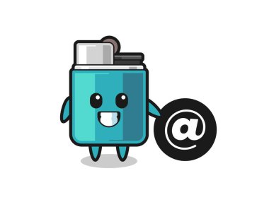 Sembolün yanında duran çakmağın çizgi film çizimi, şirin tasarım.