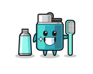 Diş fırçalı çakmak maskotu tasarımı, şirin tasarım.