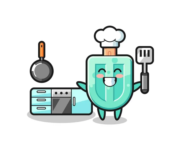 料理人としてのポプシクルキャラクターイラストかわいいデザイン — ストックベクタ