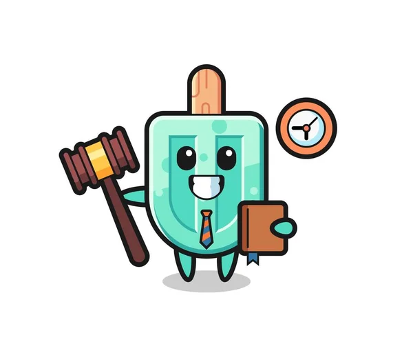 Mascote Desenhos Animados Picolés Como Juiz Design Bonito — Vetor de Stock
