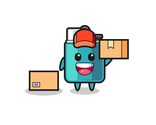 Mascot Illustration Lighter Courier Cute Design — Stock Vector