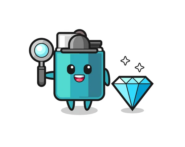 Illustration Des Leichteren Charakters Mit Einem Diamanten Niedliches Design — Stockvektor