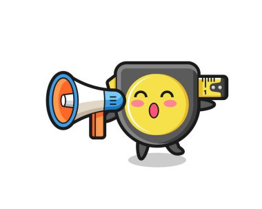 bant ölçüsü karakter çizimi bir megafon tutuyor, şirin tasarım