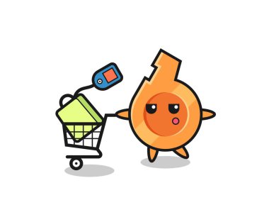 Alışveriş arabalı bir düdük çizimi, şirin bir tasarım.