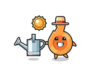 Çizgi film karakteri ıslık çalan su kutusu, şirin tasarım.