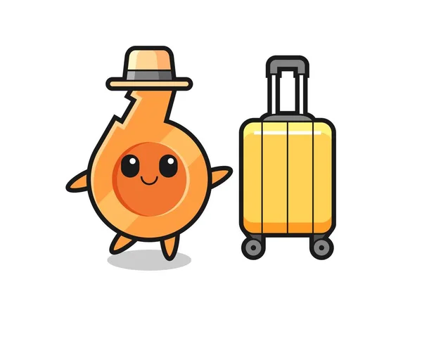 Ilustración Dibujos Animados Silbato Con Equipaje Vacaciones Lindo Diseño — Vector de stock