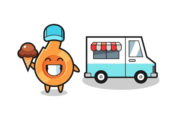 Mascot Cartoon Whistle Ice Cream Truck Cute Design — Stock Vector