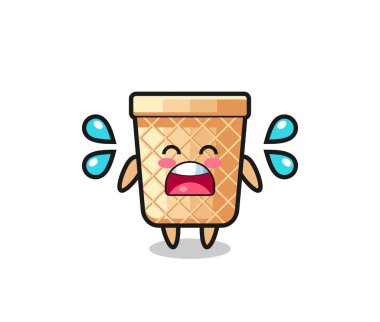 Gözleme külahı karikatür çizimi. Ağlama hareketi, şirin tasarım.