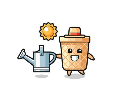 Waffle külahının çizgi film karakteri, tatlı bir tasarım.