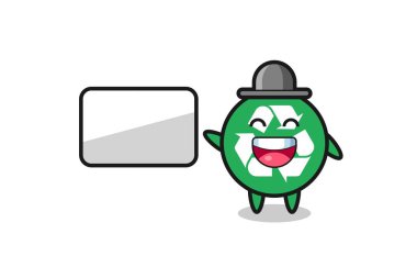 Çizgi film çizimleri geri dönüşüm sunumu yapıyor, şirin tasarım.