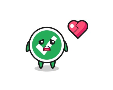 Kontrol işareti çizimi kırık kalp, şirin tasarım