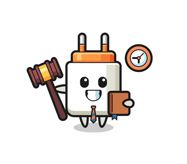 Mascot Cartoon Power Adapter Judge Cute Design — Stock Vector